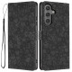 For Samsung Galaxy S24+ 5G Cherry Blossoms Embossed Leather Phone Case(Black)