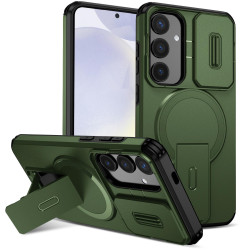 For Samsung Galaxy S24+ 5G Sliding Camshield MagSafe Holder Phone Case(Green)