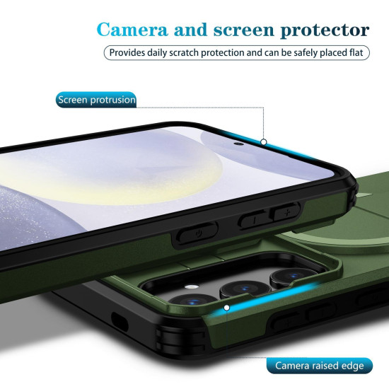 For Samsung Galaxy S24+ 5G Sliding Camshield MagSafe Holder Phone Case(Green)