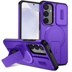 For Samsung Galaxy S24+ 5G Sliding Camshield MagSafe Holder Phone Case(Purple)