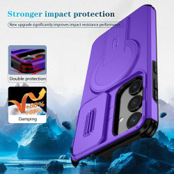For Samsung Galaxy S24+ 5G Sliding Camshield MagSafe Holder Phone Case(Purple)