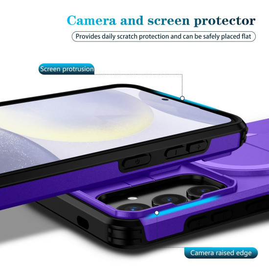 For Samsung Galaxy S24+ 5G Sliding Camshield MagSafe Holder Phone Case(Purple)