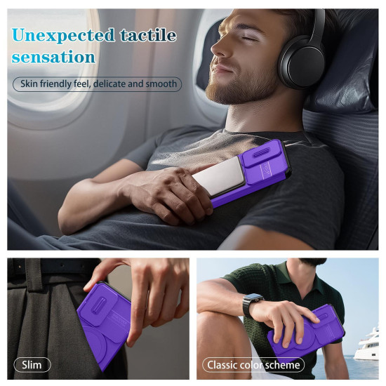 For Samsung Galaxy S24+ 5G Sliding Camshield MagSafe Holder Phone Case(Purple)