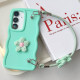 For Samsung Galaxy S24+ 5G Plush Flower Wavy TPU Phone Case with Lanyard(Green)