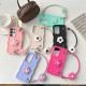 For Samsung Galaxy S24+ 5G Plush Flower Wavy TPU Phone Case with Lanyard(Green)