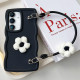 For Samsung Galaxy S24+ 5G Plush Flower Wavy TPU Phone Case with Lanyard(Black)
