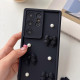 For Samsung Galaxy S24+ 5G Soft Silicone 3D Bowknot Pearl Phone Case with Beaded Wrist Strap(Coffee)
