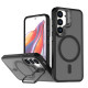 For Samsung Galaxy S23 5G Bright Color Frosted Skin-feel Camera Bracket Magsafe Phone Case(Black)