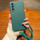 For Samsung Galaxy S24+ 5G Solid Color Liquid Silicone Magnetic Phone Case with Lanyard(Dark Green)
