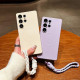 For Samsung Galaxy S24+ 5G Solid Color Liquid Silicone Magnetic Phone Case with Lanyard(Dark Green)