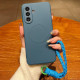 For Samsung Galaxy S24+ 5G Solid Color Liquid Silicone Magnetic Phone Case with Lanyard(Lavender Grey)