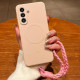 For Samsung Galaxy S24+ 5G Solid Color Liquid Silicone Magnetic Phone Case with Lanyard(Pink)