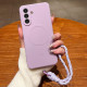 For Samsung Galaxy S24+ 5G Solid Color Liquid Silicone Magnetic Phone Case with Lanyard(Lilac)