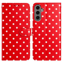 For Samsung Galaxy S24+ 5G Small Dots Pattern Vegan Leather Phone Case(Red)