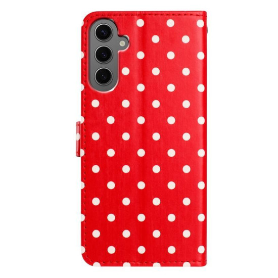 For Samsung Galaxy S24+ 5G Small Dots Pattern Vegan Leather Phone Case(Red)