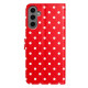 For Samsung Galaxy S24+ 5G Small Dots Pattern Vegan Leather Phone Case(Red)