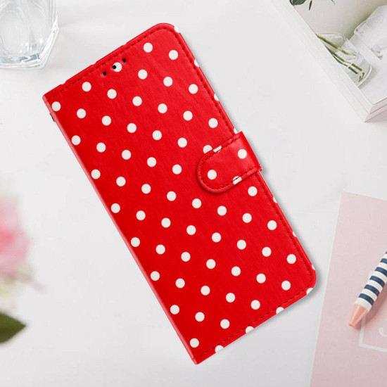 For Samsung Galaxy S24+ 5G Small Dots Pattern Vegan Leather Phone Case(Red)