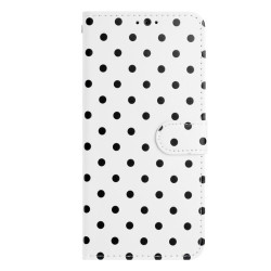 For Samsung Galaxy S24+ 5G Small Dots Pattern Vegan Leather Phone Case(White)
