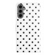 For Samsung Galaxy S24+ 5G Small Dots Pattern Vegan Leather Phone Case(White)