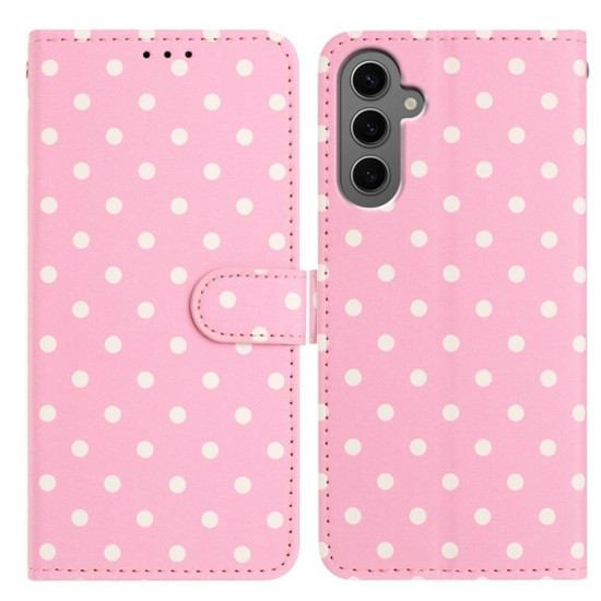 For Samsung Galaxy S24+ 5G Small Dots Pattern Vegan Leather Phone Case(Pink)
