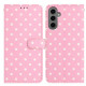 For Samsung Galaxy S24+ 5G Small Dots Pattern Vegan Leather Phone Case(Pink)