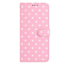 For Samsung Galaxy S24+ 5G Small Dots Pattern Vegan Leather Phone Case(Pink)