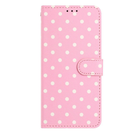 For Samsung Galaxy S24+ 5G Small Dots Pattern Vegan Leather Phone Case(Pink)