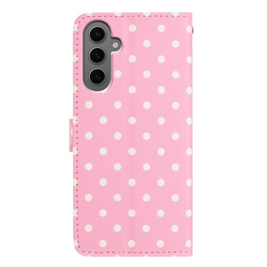 For Samsung Galaxy S24+ 5G Small Dots Pattern Vegan Leather Phone Case(Pink)