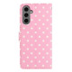 For Samsung Galaxy S24+ 5G Small Dots Pattern Vegan Leather Phone Case(Pink)