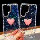 For Samsung Galaxy S24+ 5G Flash Rhinestone Double-sided IMD Love Heart Phone Case(Glitter Purple)