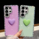 For Samsung Galaxy S24+ 5G Flash Rhinestone Double-sided IMD Love Heart Phone Case(Glitter Green)