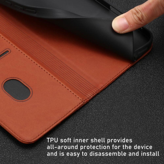 For Samsung Galaxy S24+ 5G Tulips Butterfly Pattern Magnetic Vegan Leather Phone Case(Coffee)