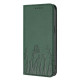 For Samsung Galaxy S24+ 5G Tulips Butterfly Pattern Magnetic Vegan Leather Phone Case(Dark Green)