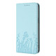For Samsung Galaxy S23+ 5G Tulips Butterfly Pattern Magnetic Vegan Leather Phone Case(Light Blue)