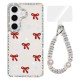 For Samsung Galaxy S24+ 5G Sparkling IMD Colorful Bow Phone Case with Bracelet(Glitter White)