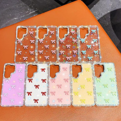 For Samsung Galaxy S24+ 5G Sparkling IMD Colorful Bow Phone Case with Bracelet(Glitter Light Pink)