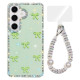 For Samsung Galaxy S24+ 5G Sparkling IMD Colorful Bow Phone Case with Bracelet(Glitter Light Green)