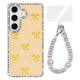 For Samsung Galaxy S24+ 5G Sparkling IMD Colorful Bow Phone Case with Bracelet(Glitter Light Yellow)
