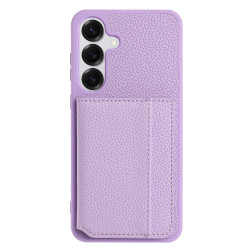 For Samsung Galaxy S24+ 5G Litchi Pattern Magnetic Card Bag Holder Phone Case(Purple)