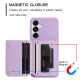 For Samsung Galaxy S24+ 5G Litchi Pattern Magnetic Card Bag Holder Phone Case(Purple)
