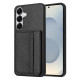For Samsung Galaxy S24+ 5G Litchi Pattern Magnetic Card Bag Holder Phone Case(Black)