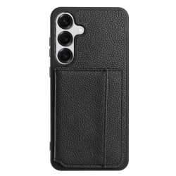 For Samsung Galaxy S24+ 5G Litchi Pattern Magnetic Card Bag Holder Phone Case(Black)