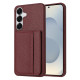 For Samsung Galaxy S24+ 5G Litchi Pattern Magnetic Card Bag Holder Phone Case(Wine Red)