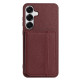 For Samsung Galaxy S24+ 5G Litchi Pattern Magnetic Card Bag Holder Phone Case(Wine Red)
