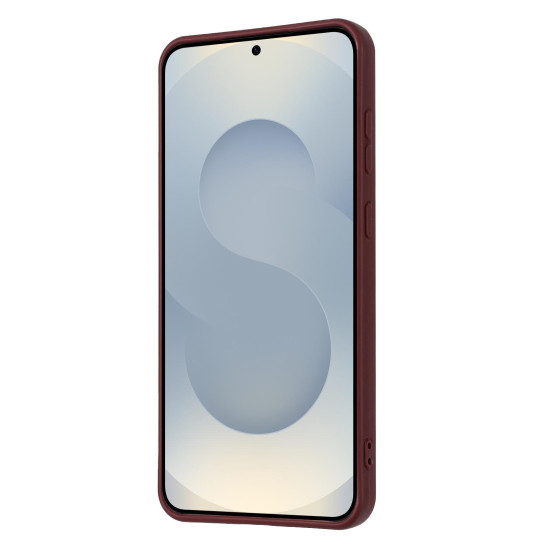 For Samsung Galaxy S24+ 5G Litchi Pattern Magnetic Card Bag Holder Phone Case(Wine Red)