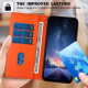For Samsung Galaxy S23+ 5G Tree Cat Embossed Flip Vegan Leather Phone Case(Orange)