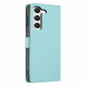 For Samsung Galaxy S23+ 5G Tree Cat Embossed Flip Vegan Leather Phone Case(Light Green)