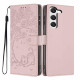 For Samsung Galaxy S23+ 5G Tree Cat Embossed Flip Vegan Leather Phone Case(Rose Gold)