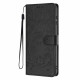 For Samsung Galaxy S24+ 5G Tree Cat Embossed Flip Vegan Leather Phone Case(Black)
