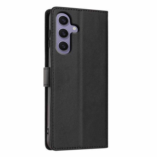 For Samsung Galaxy S24+ 5G Tree Cat Embossed Flip Vegan Leather Phone Case(Black)